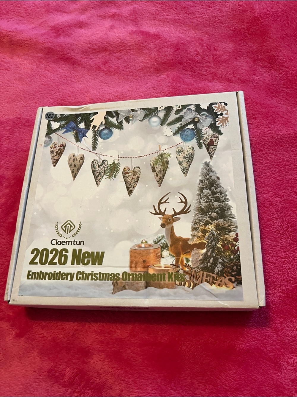 2026 Embroidery Christmas Ornament Kit in White and Green